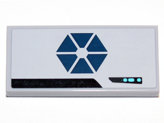 87079pb0114L - Tile 2 x 4 with Fragmented Dark Blue Hexagon and Small Control Panel Pattern Model Left (Sticker) - Set 75013