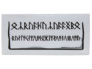 87079pb0115 - Tile 2 x 4 with Small Dwarvish Runes Logogram (Uzbad Khazad-dûmu) Pattern (Sticker) - Set 9473