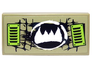 87079pb0123 - Tile 2 x 4 with Black Scales, White Fangs Symbol, and Lime Vents Pattern (Sticker) - Set 70001
