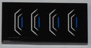 87079pb0128 - Tile 2 x 4 with 4 Silver and Blue Air Vents Pattern (Sticker) - Set 76001