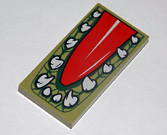 87079pb0158 - Tile 2 x 4 with Red Tongue and Crocodile Teeth Pattern