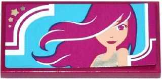 87079pb0209 - Tile 2 x 4 with Woman with Long Hair Pattern (Sticker) - Set 41093
