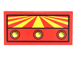87079pb0249 - Tile 2 x 4 with Red and Yellow Perspective View and 3 Buttons Pattern (Sticker) - Set 6857
