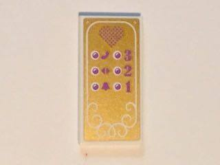 87079pb0304 - Tile 2 x 4 with Elevator Buttons on Gold Background Pattern (Sticker) - Set 41101