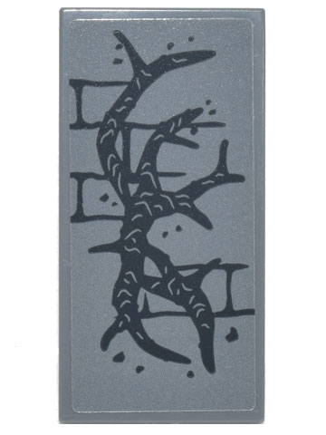 87079pb0661 - Tile 2 x 4 with Black Brick Wall Mortar and Roots Pattern (Sticker) - Set 75810