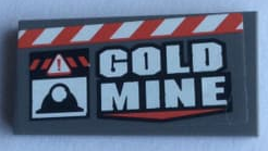 87079pb0837 - Tile 2 x 4 with 'GOLD MINE' and Red and White Danger Stripes Pattern (Sticker) - Set 60188