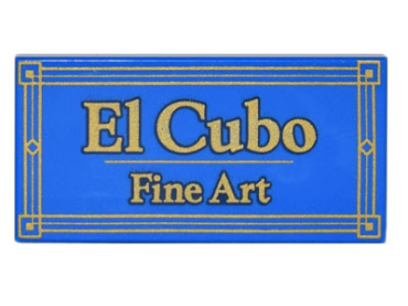 87079pb1076 - Tile 2 x 4 with Gold 'El Cubo Fine Art' and Geometric Frame Pattern