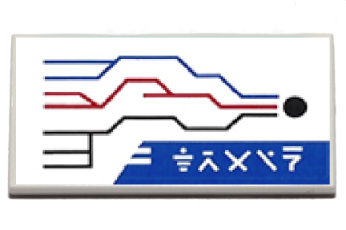87079pb1079 - Tile 2 x 4 with Black, Red, and Blue Train Routes Map and Ninjago Logogram 'TRAIN' Pattern (Sticker) - Set 70640