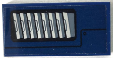 87079pb1402L - Tile 2 x 4 with Dark Bluish Gray and Silver Air Vent, Black Rivet and Panel Outline Pattern Model Left Side (Sticker) - Set 75940