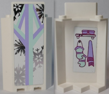 87421pb029 - Panel 3 x 3 x 6 Corner Wall without Bottom Indentations with Snowflakes on Outside and Scarf and Gloves on Inside Pattern (Stickers) - Set 41062