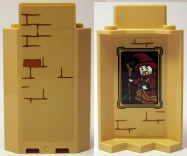 87421pb045 - Panel 3 x 3 x 6 Corner Wall without Bottom Indentations with Bricks Type 1 Outside and Portrait of Wizard Type 1 Inside Pattern (Stickers) - Set 75953