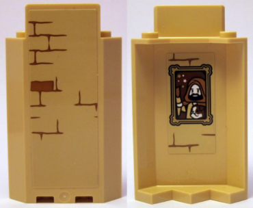 87421pb047 - Panel 3 x 3 x 6 Corner Wall without Bottom Indentations with Bricks Type 1 Outside and Portrait of Man with Dog Inside Pattern (Stickers) - Set 75953