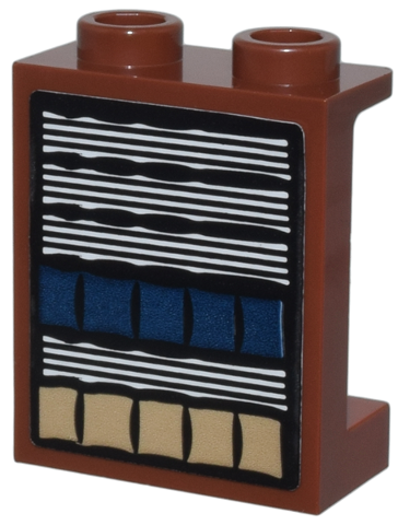 87552pb076 - Panel 1 x 2 x 2 with Side Supports - Hollow Studs with Blue and Dark Tan Books Pattern (Sticker) - Set 76385