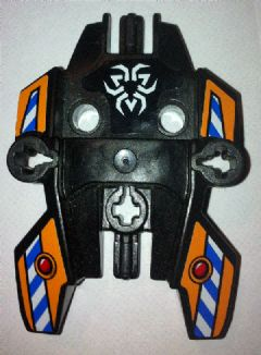 87820pb03 - Hero Factory Shield, Type 1 with Rotor Inverted and Blue and White Danger Stripes on Orange Background Pattern (Stickers) - Set 7162