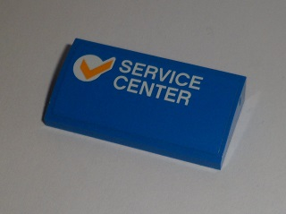 88930pb064 - Slope, Curved 2 x 4 x 2/3 with Bottom Tubes with 'SERVICE CENTER' and Orange Check Mark Pattern (Sticker) - Set 60097