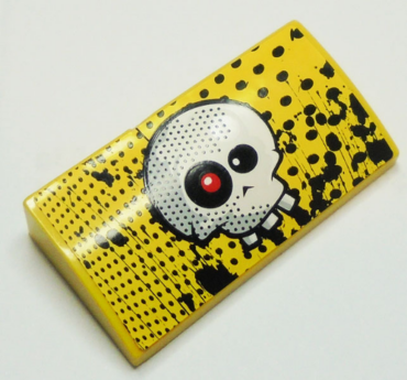 88930pb093 - Slope, Curved 2 x 4 x 2/3 with Bottom Tubes with Skull Pattern (Sticker) - Set 9093