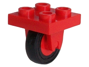 8c01 - Plate, Modified 2 x 2 with Wheel Holder Bottom with Red Wheel with Black Tire 14mm D. x 4mm Smooth Small Single (8 / 3464c01)