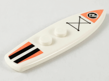 90397pb013 - Minifigure, Utensil Surfboard Standard with Coral and Black Stripes and Sports Logo Pattern