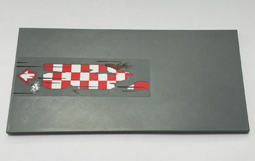 90498pb23 - Tile 8 x 16 with Bottom Tubes, Textured Surface with Red and White Tattered Checkered Flag, Arrow and Dirt Pattern (Sticker) - Set 70605