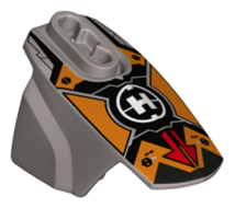 90639pb027 - Hero Factory Armor with Ball Joint Socket - Size 5 with Red Arrows on Orange Background and Hero Factory Logo Pattern