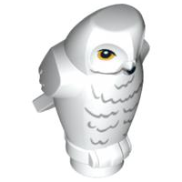 92084pb03 - Owl, Angular Features with Black Beak, Yellow Eyes, and Light Bluish Gray Rippled Chest Feathers Pattern (HP Hedwig)