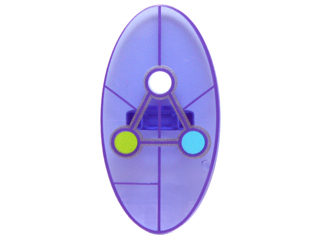 92747pb07 - Minifigure, Shield Elliptical with Dimensions Keystone Symbol with White, Lime and Medium Azure Circles Pattern