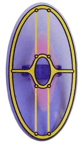92747pb13 - Minifigure, Shield Elliptical with SW Gungan Patrol Shield with Dark Pink Glow in Center Pattern