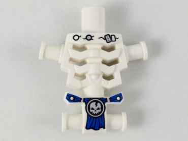 93060pb06 - Torso Skeleton, Angular Rib Cage with Repaired Holes and Cracks and Blue Loincloth Pattern