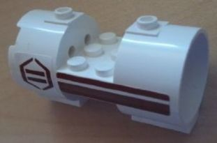 93168pb01R - Cylinder 3 x 6 x 2 2/3 Horizontal - Square Connections with Dark Red Stripes and Hexagon Pattern Right (Stickers) - Set 8085