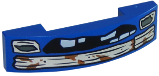 93273pb068 - Slope, Curved 4 x 1 x 2/3 Double with Black Mouth with White Teeth and Bumper with Mud Splotches Pattern