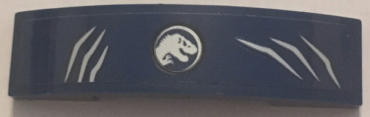 93273pb116 - Slope, Curved 4 x 1 x 2/3 Double with Jurassic World Logo and Scratch Marks Pattern (Sticker) - Set 75934