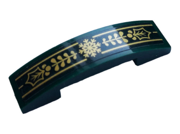 93273pb139 - Slope, Curved 4 x 1 x 2/3 Double with Gold Stripes, Snowflake and Leaves Pattern (Sticker) - Set 40410