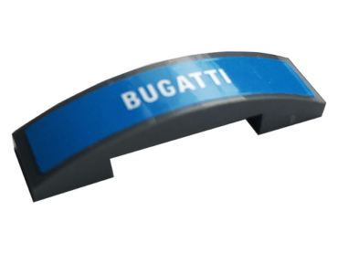 93273pb151 - Slope, Curved 4 x 1 x 2/3 Double with White 'BUGATTI' Pattern (Sticker) - Set 42083
