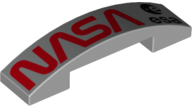 93273pb157 - Slope, Curved 4 x 1 x 2/3 Double with Red 'NASA' and Black 'esa' Logo on Metallic Silver Background Pattern