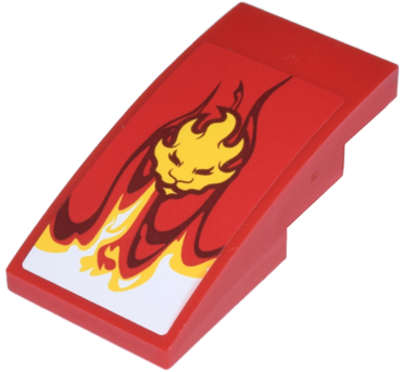 93606pb003 - Slope, Curved 4 x 2 with Flames and Lion Head Pattern (Sticker) - Set 9441