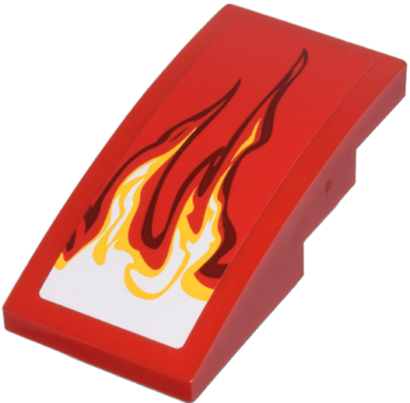 93606pb004L - Slope, Curved 4 x 2 with White and Yellow Flames Pattern Model Left Side (Sticker) - Set 9441