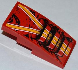 93606pb008 - Slope, Curved 4 x 2 with Orange and White Lines and 3 Air Intakes Pattern (Sticker) - Set 9092