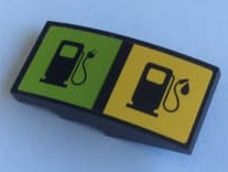 93606pb127 - Slope, Curved 4 x 2 with Electric Charging Point and Gas / Fuel Pump Pattern (Sticker) - Set 60132