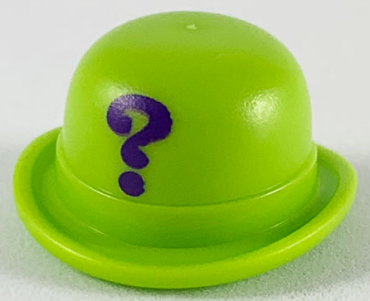 95674pb04 - Minifigure, Headgear Hat, Bowler with Dark Purple Question Mark Large Pattern