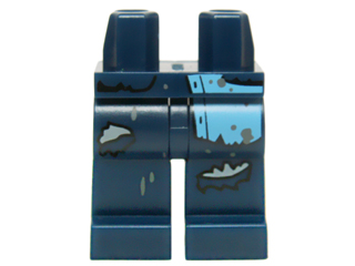 970c00pb0435 - Hips and Legs with Medium Blue Shirt Tail, Rips and Mud Splotches Pattern