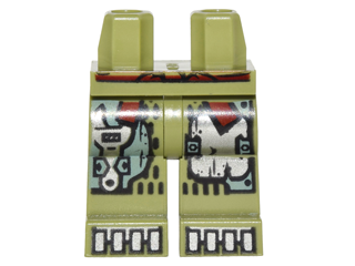 970c00pb0584 - Hips and Legs with Sand Green and Silver Mechanical Panels and Boots and Dark Red Sash Pattern