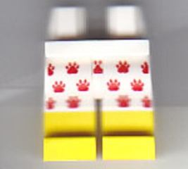 970c00pb0785 - Hips and Legs with Red Paw Prints on White Shorts and Yellow Lower Legs Pattern