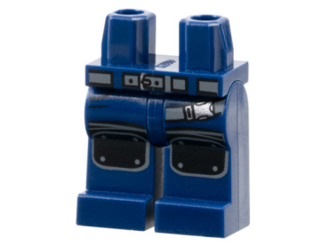 970c00pb0831 - Hips and Legs with Dark Bluish Gray Belt and Strap with Silver Buckles, Black Knee Pads Pattern