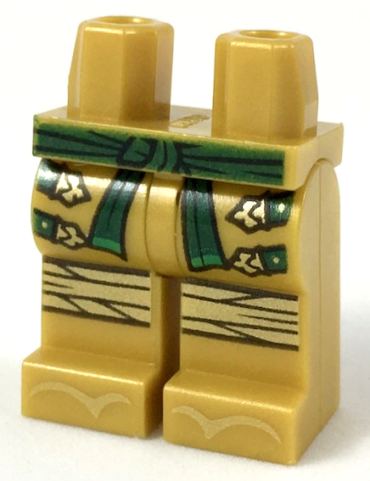 970c00pb0913 - Hips and Legs with Dark Green Sash and Straps, Gold Clasps, Knee Wrappings, and Zori Sandals Pattern
