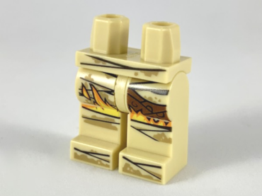 970c00pb0974 - Hips and Legs with Mummy Wrappings, Dark Tan Dirt, Yellow and Orange Flames Pattern