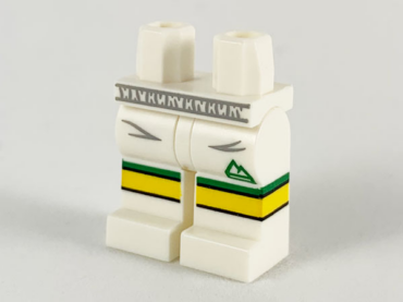 970c00pb1009 - Hips and Legs with Light Bluish Gray Gathers, Green Sports Logo and Stripe, Yellow Knees and White Shoes Pattern