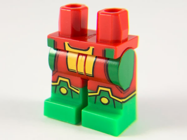 970c00pb1036 - Hips and Legs with Molded Bright Green Lower Legs / Boots and Printed Bright Green and Yellow Panels, Boot Tops, and Circles Pattern