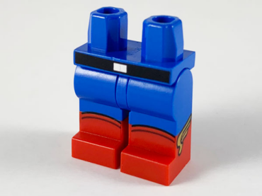 970c00pb1045 - Hips and Legs with Molded Red Lower Legs / Boots and Printed Black Belt, Silver Buckle, Gold Wings on Sides, and Curved Boot Tops Pattern