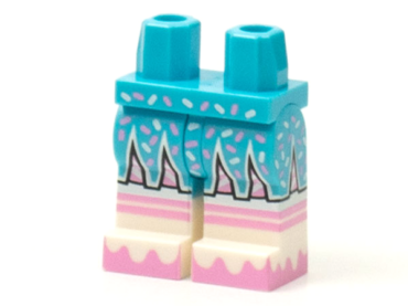 970c00pb1183 - Hips and Legs with Molded White Lower Legs / Boots and Printed Bright Pink Stripes, Wavy Soles, and Sprinkles on Skirt Pattern