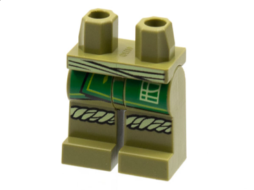 970c00pb1308 - Hips and Legs with Tan Sash and Knee Wrappings, Green Robe End Pattern